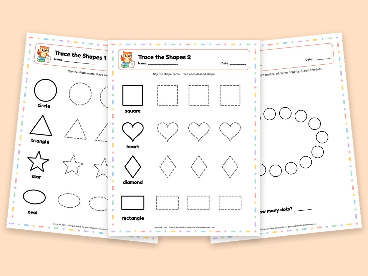 Free shape tracing worksheets for preschool