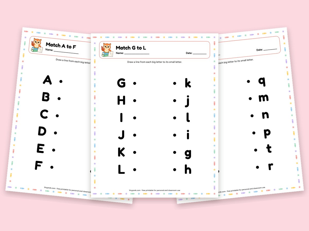 Free uppercase lowercase letter matching worksheets